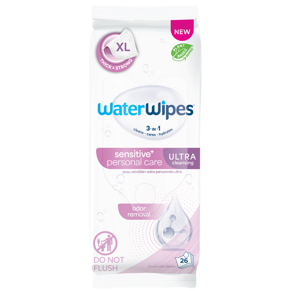 WaterWipes Sensitive+ Fragrance Free Personal Care Ultra Cleansing Wipes