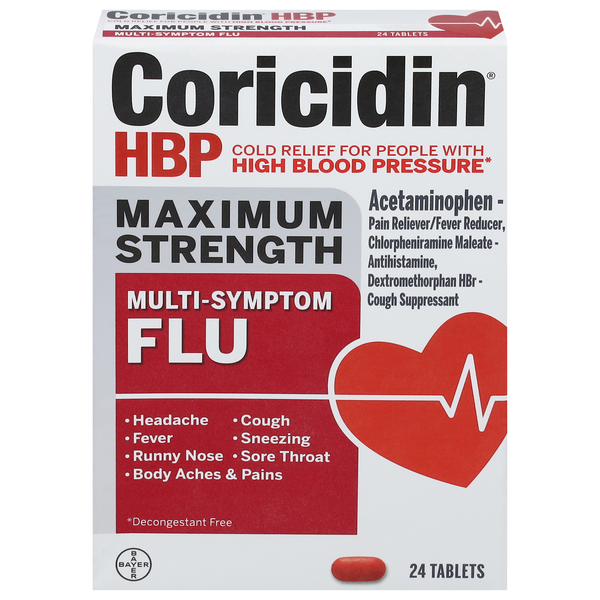 Coricidin HBP Multi-Symptom Flu Maximum Strength Tablets